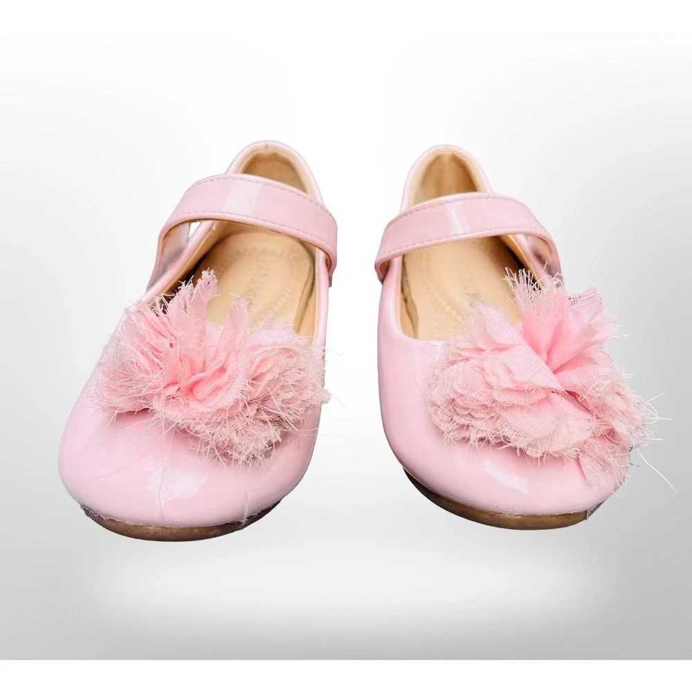 GUC ADAMUMU Toddler/Girl Mary Jane Ballet Flats Flower Embellishment Size 11